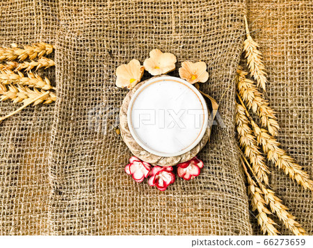 Wheat spikelets of straw and salt shaker Wheat spikelets of straw and salt shaker 66273659