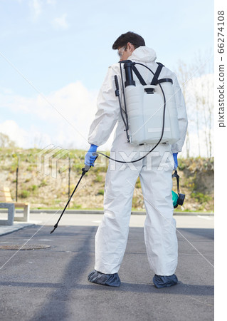 Disinfection Worker back View 66274108