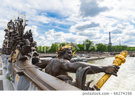 Alexander III bridge in Paris, nymph of Seine, Eiffel Tower Alexander III bridge in Paris, nymph of Seine, Eiffel Tower 66274198