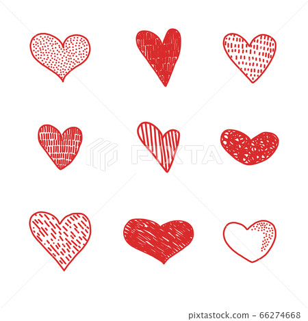 Set line illustration for hearts. 66274668