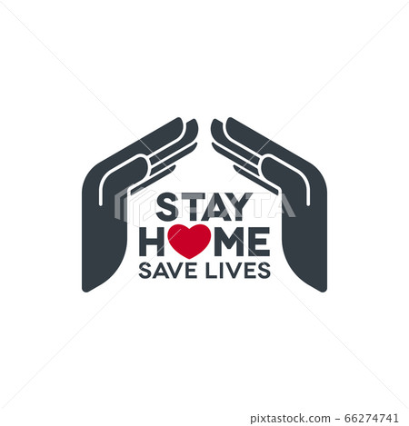 Stay Home Save Lives Icon with Hands 66274741
