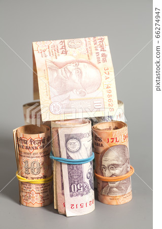 House Made Roll of Indian rupee banknotes 66274947
