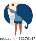 woman with long hair opening curtains at the morning looking outdoor on sun and hills. 66276147