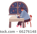 Men Working at home. Coronavirus is flying outside the window 66276148