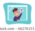 Funny caucasian teenager showing heart sign and thumb up. 66276153
