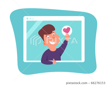 Funny caucasian teenager showing heart sign and thumb up. Funny caucasian teenager showing heart sign and thumb up. 66276153
