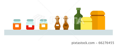 Spices in jars on a shelf vector flat isolated 66276455