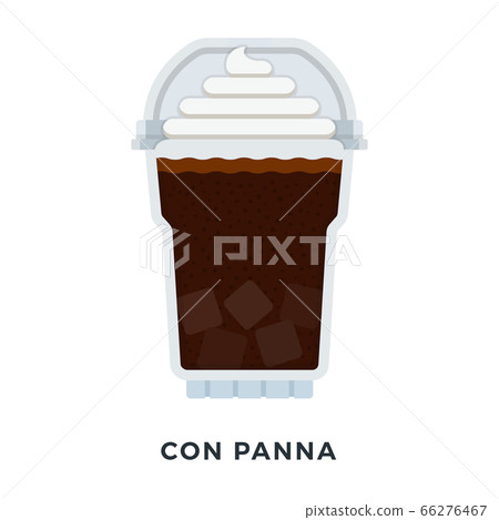 Con Panna coffee with ice cubes in a clear glass vector flat isolated Con Panna coffee with ice cubes in a clear glass vector flat isolated 66276467