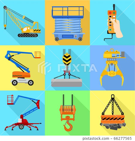 Lifting tools icon set, flat style Lifting tools icon set, flat style 66277565