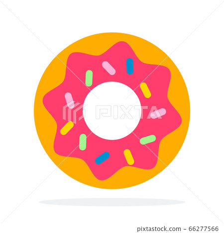 Donut with pink icing vector flat material design isolated object on white background. 66277566