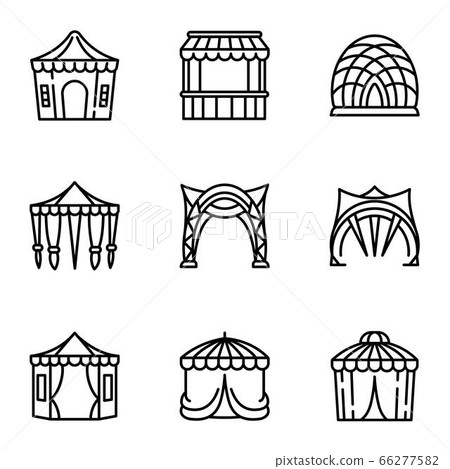 Festival tent icon set, outline style Festival tent icon set, outline style 66277582