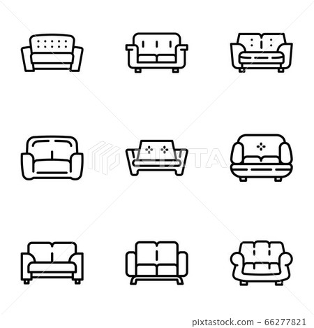 Old sofa icon set, outline style Old sofa icon set, outline style 66277821