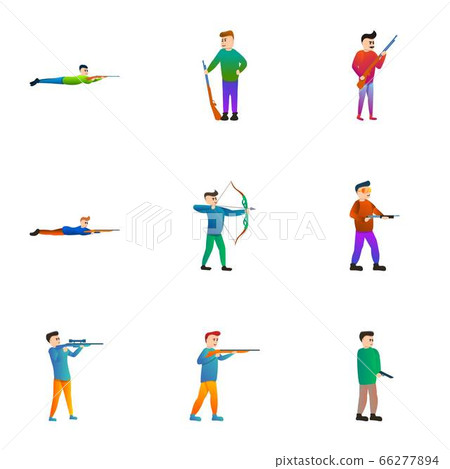 Shooting icon set, cartoon style 66277894