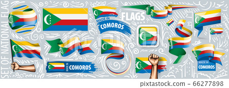 Vector set of the national flag of Comoros in various creative designs Vector set of the national flag of Comoros in various creative designs 66277898