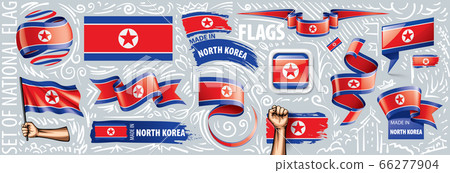 Vector set of the national flag of North Korea in various creative designs 66277904
