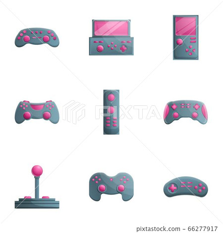 Game joystick icon set, cartoon style - Stock Illustration [66277917 ...