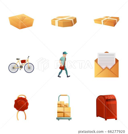 Postal service icon set, cartoon style Postal service icon set, cartoon style 66277920
