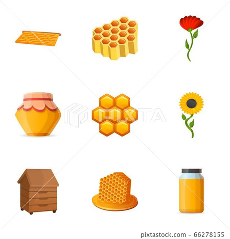 Pollen honey icon set, cartoon style 66278155