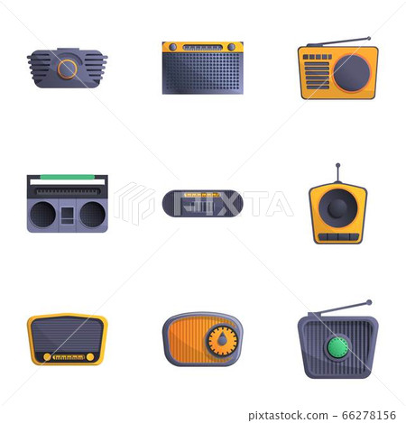Portable radio icon set, cartoon style Portable radio icon set, cartoon style 66278156