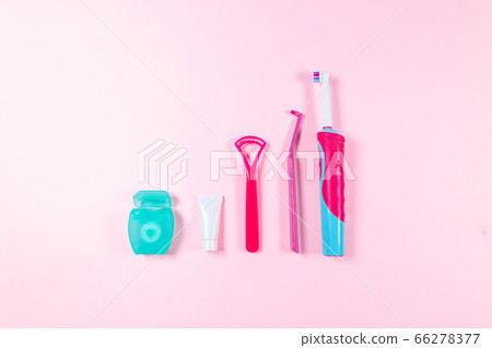 Ultrasonic pink toothbrush, dental floss and 66278377