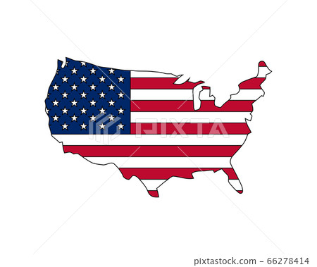 United states vector map with the flag inside.-插圖素材 [66278414] - PIXTA圖庫