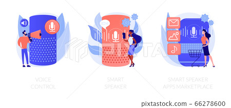 Smart speaker voice assistant vector concept metaphors 66278600