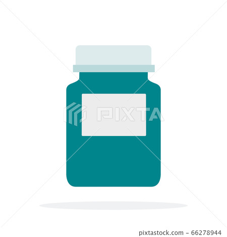 Jar for pills vector flat material design isolated object on white background. Jar for pills vector flat material design isolated object on white background. 66278944