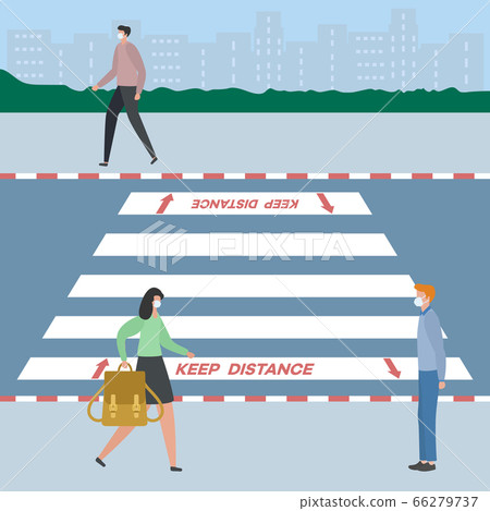 Social distancing People Crosswalk Keep distance Social distancing People Crosswalk Keep distance 66279737