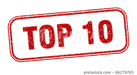 top 10 stamp. top 10 square grunge sign. label 66279765