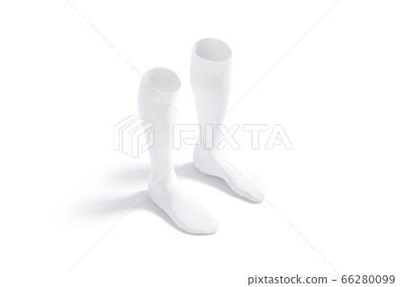 Blank white pair soccer socks mockup, side view 66280099