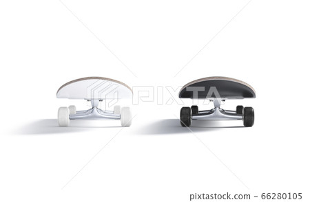 Blank black and white wood skateboard mockup set, front view 66280105