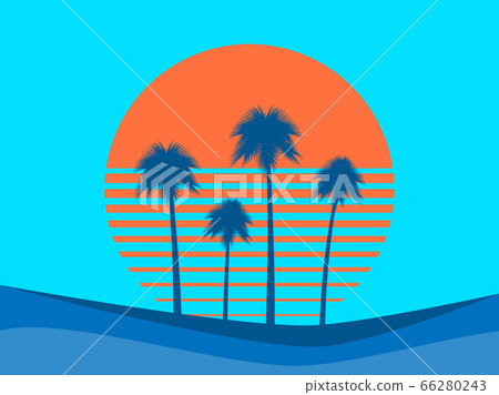 Tropical landscape with palm trees on a background 66280243
