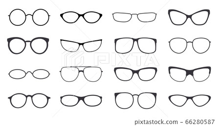 Eyeglasses frame icon on white background set 66280587