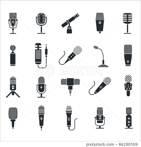 Radio and music microphone icon set. Radio and music microphone icon set. 66280589