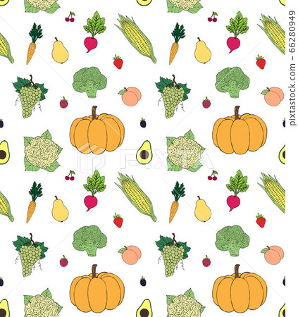 Vector seamless pattern of fruit and vegetables 66280949