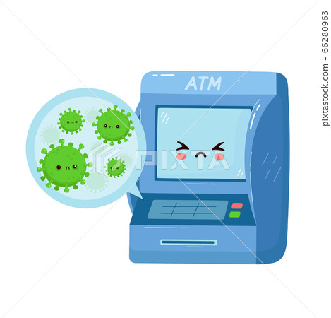 Cute ATM with viruses on buttons 66280963