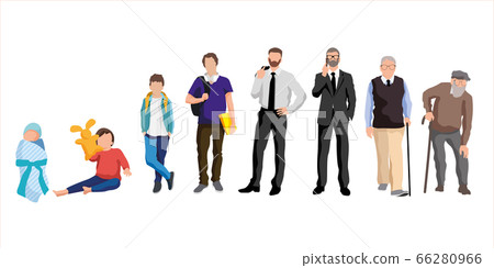 Man aging. Characters of man in different ages Man aging. Characters of man in different ages 66280966