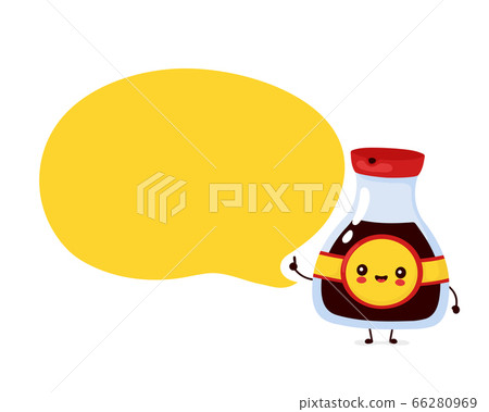 Cute funny soy sauce bottle with speech bubble 66280969