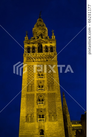 Bell Tower named Giralda in catholic Cathedral of 66281177