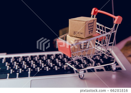 Shopping online concept - Parcel or Paper cartons 66281816