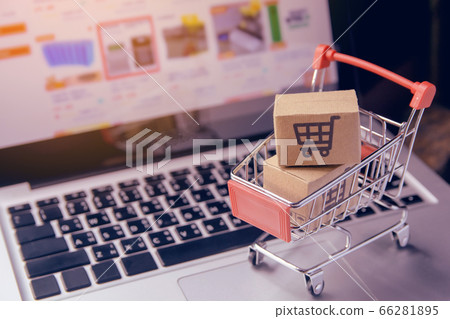 Shopping online concept - Parcel or Paper cartons 66281895