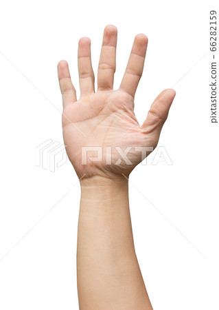 Man hand showing five count isolated on white Man hand showing five count isolated on white 66282159