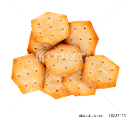 Cracker isolated on white background. Dry cracker 66282433