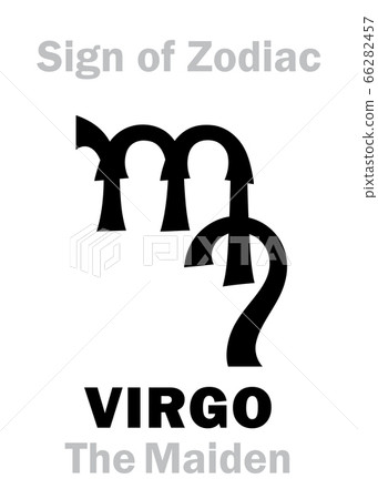 Astrology Alphabet: Sign of Zodiac VIRGO (The Maiden). Astrological character, hieroglyphic sign, mystic kabbalistic symbol (variant symbol). 66282457