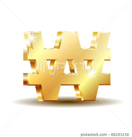 Gold shiny Korean won symbol, currency sign isolated on white 66283238