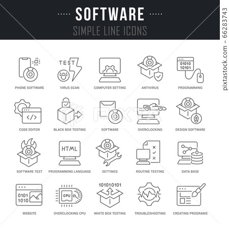 Set Vector Line Icons of Software Set Vector Line Icons of Software 66283743
