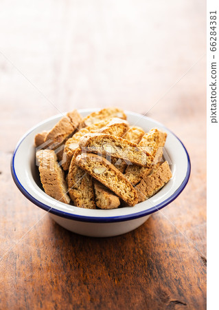 Sweet italian cantuccini cookies. Almonds 66284381