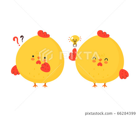 Cute funny chicken cock with question mark Cute funny chicken cock with question mark 66284399