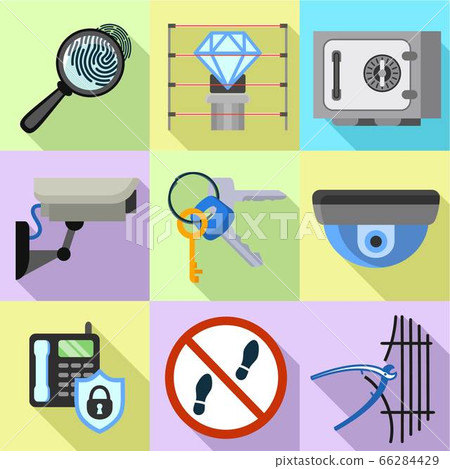 Modern digital security icon set, flat style Modern digital security icon set, flat style 66284429