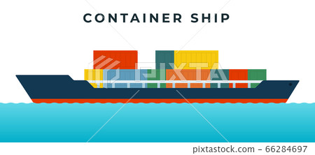 Container ship for transporting goods in standardized containers vector icon flat isolated. Container ship for transporting goods in standardized containers vector icon flat isolated. 66284697